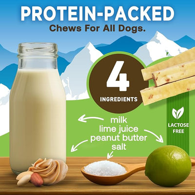 EcoKind Yak Cheese Himalayan Dog Chews, Yak Chews for Large Dogs, Long Lasting Bone for Aggressive Chewers, Only 4 Ingredients, Natural High Protein Treats, No Additives, Peanut Butter, Large - 1 Chew