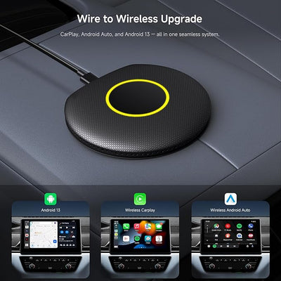 Wireless CarPlay&Android Auto Adapter Magic AI Box with 4G LTE | 8GB+128GB, GPS, Full Android OS, Gemini 3.0, Compatible with Wired Factory CarPlay&Android Auto, Support for YouTube/Netflix