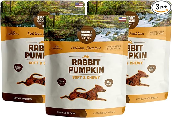Smart Cookie Healthy Soft Dog Treats - Rabbit & Pumpkin - Grain Free Limited Ingredient Training Treats for Dogs with Sensitive Stomach & Allergies, Natural Novel Protein, Made in the USA (5oz.)
