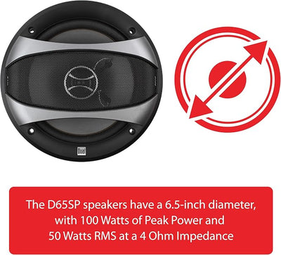 Dual Electronics D65SP 2-Way 6.5 inch Car Audio Speakers Pair with 200 Watt Peak Power | 100 Watts per Speaker | 1 inch Mylar Balanced Dome Tweeter
