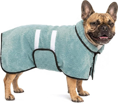 Bienbee Dog Bathrobe, Quick Drying Super Absorbent Pet Robes for Small Medium Large Dogs, Drying Coat for After Bath & Swim, Warm & Cozy Dogs Towels, Dog Puppy Bath Supplies, Light Green M