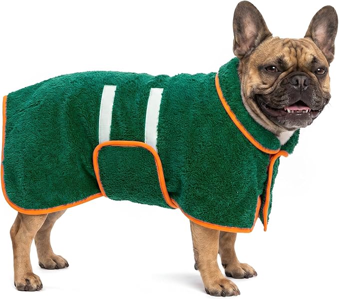 Bienbee Dog Bathrobe, Quick Drying Super Absorbent Pet Robes for Small Medium Large Dogs, Drying Coat for After Bath & Swim, Warm & Cozy Dogs Towels, Dog Puppy Bath Supplies, Green M