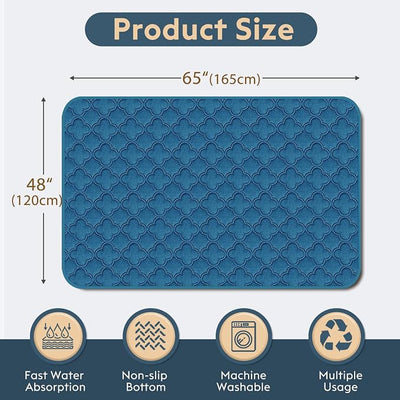 FunFurry Washable Pee Pads for Dogs - 1 Pack Reusable Pee Pads，Waterproof Puppy Pads，Pet Training Pads，Super Absorbent with Dog Paw Shape Non-Slip Backing (Blue, 48" X 65" - 1 Pack)