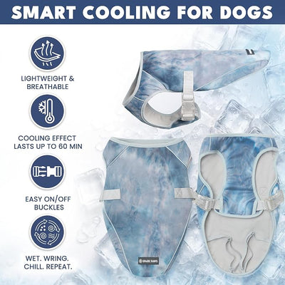 Spark Paws Dog Cooling Vest - SPF 50 UV Sun Protection - Summer Heat Relief Gear for Dogs, Lightweight, Evaporative Cooling - Dog Anxiety Relief Vest During Hot Days - Ice Blue, Small