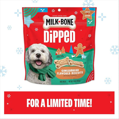 Milk-Bone Dipped Gingerbread Artificially Flavored Dog Biscuits, 10 oz Bag (Pack of 2)