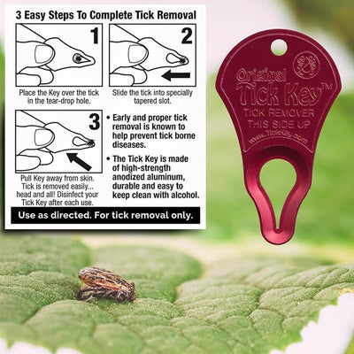 The Original Tick Key -Tick Removal Device - Portable, Safe and Highly Effective Tick Removal Tool - 3 Pack (USA)