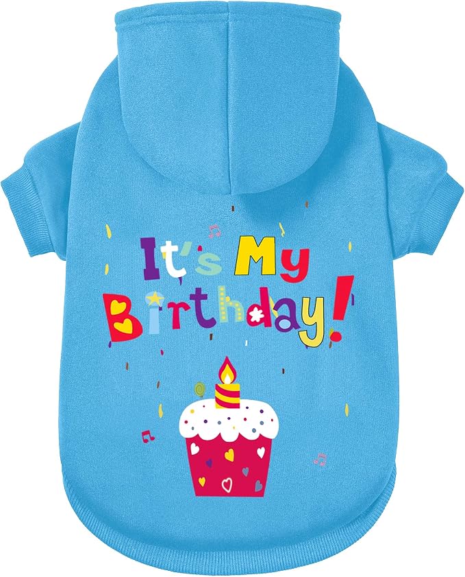 Dog Sweater Dog Hoodie Cold Weather Coat Hooded Sweatshirt for Puppies,Cats, Small Medium Large Dogs (Blue(It's My Birthday), XX-Large)
