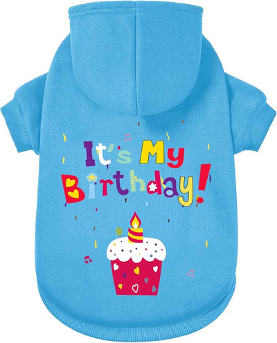 Dog Sweater Dog Hoodie Cold Weather Coat Hooded Sweatshirt for Puppies,Cats, Small Medium Large Dogs (Blue(It's My Birthday), XX-Large)