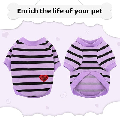 Dog Shirts for Small Dogs, Striped T-Shirts Dog Vest Pet Apparel Tee Shirts Spring Summer Suitable for Small and Medium Large Pets French Bulldog Bichon, Purple S