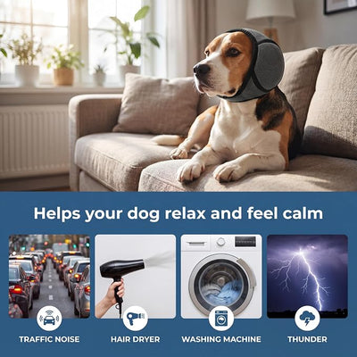Zenpup Noise Cancelling Ear Wrap for Dogs, Calming Muffs for Fireworks, Thunder, Grooming, Bathing and Swimming, Adjustable (Medium)