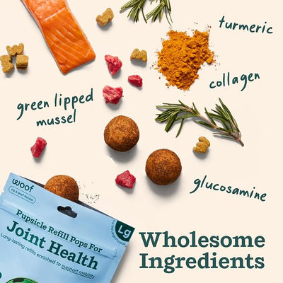 WOOF Hip & Joint Pupsicle Refill Pops - Dog Supplement for the Pupsicle Toy to Support Joint Health, Recovery, and Mobility - Extra Large Pops