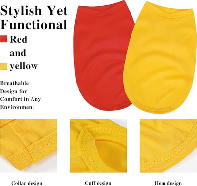 2 Pack Solid Color Dog Shirts - Lightweight, Quick Dry, Breathable Pet T-Shirts for Small to Large Dogs - Stretchy, Durable, Ideal for All Seasons and Holidays.Orange Red XL
