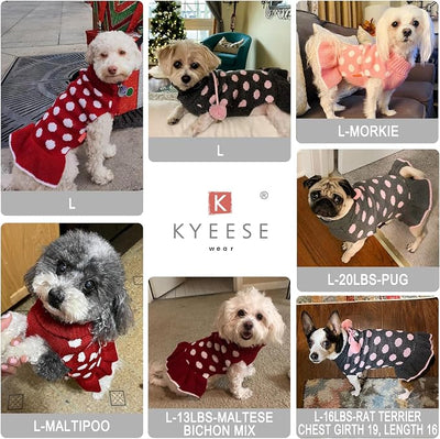 KYEESE Valentines Dog Sweater Dress, Warm Dog Sweaters for Small Dogs Girl Dogs Clothes, Pullover Cozy Knit Pet Apparel with Leash Hole, Pink Dot, L