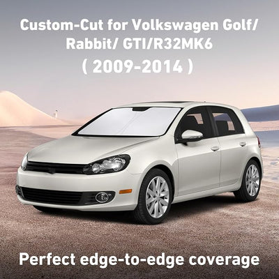 EcoNour Windshield Sunshade Compatible for Volkswagen VW Golf/Rabbit/GTI / R32 MK6 2009-2012 2013 2014, Sun Visor for Front Windshield & Window Sun Shade Cover, UV Heat Protector, Car Accessories