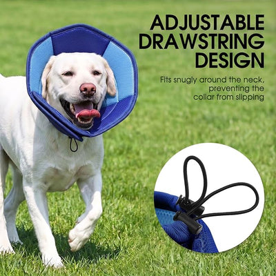 Dog Cones for Large Dogs, Soft Pet Cone Stop Licking After Surgery, Adjustable Pet E-Collar Alternative for Wound Healing, Dark Blue X-Large