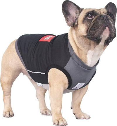 iChoue French Bulldog Summer Cooling Shirt for Dogs UV Sun Protection Vest Sleeveless Stretchy Tank Top English Pug Grey Black - XXLarge