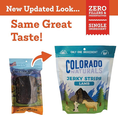 Colorado Naturals Lamb Jerky Strips Dog Treats, 16 oz – All-Natural, Made in USA, No Fillers or Preservatives – Rich in Vitamins and Minerals