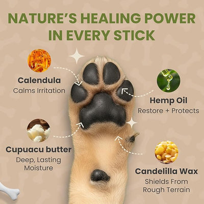 Handy Hound Paw Butter Dog Paw Balm for Dry Cracked Paws, Lick Safe, 1 oz | All natural nourishing balm soothes paws, nose and dry skin, mess-free twist-up stick, made in the USA