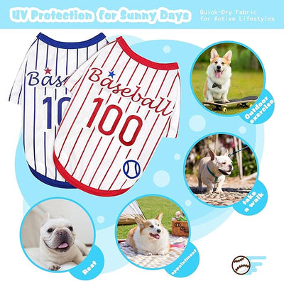 Paiaite Sleek Striped Dog Vest: Sleeveless Baseball-Style Dog Shirt, Ideal Fit for Small, Medium, and Large Breeds,Polyester Fabric for Comfort, Breathability, and Stretchiness Red L