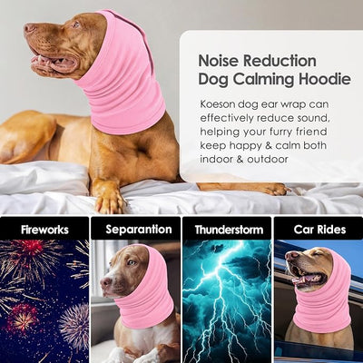 KOESON Dog Calming Hoodie for Large Breeds, Adjustable No Shake Ear Wraps for Dogs, Soft Dog Ear Muffs Noise Protecion, Pet Head, Ear & Neck Covers for Thunder, Firework, Separation Anxiety, Hematoma
