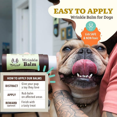 Natural Dog Company Wrinkle Balm for Dogs – Dog Skin Fold Balm for Bulldogs, Frenchies & Pugs, Moisturizing Face Fold Care for Warm Weather, Humid Summer Days & Daily Cleaning Routines, 2 oz Stick