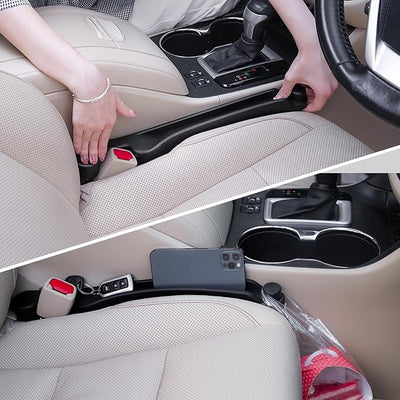 Givifive Car Seat Gap Filler Set of 2, 3IN1 Seat Side Gap Filler Plug with Storage Slot & Hook Function, Soft Foam Universal Fit Car SUV Truck Fill Gap Between Seats Console Organizer（Narrow Black）