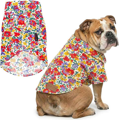 Parisian Pet Floral Dog Shirt - Cotton Clothes for Large Dogs - Stylish Dog Beach Outfit - Lightweight and Soft Puppy Clothes - Trendy Camp Tshirts for Dogs - Comfortable Summer Vacation Pet Apparel