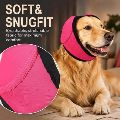Noise Cancelling Ear Wrap, Dog No Shake Ear Wraps, Comfortable Quiet Dogs Calming Hoodie, Adjustable, Effectively isolates Noise from Fireworks, Thunder, and Vacuum Cleaners (Gray, M)