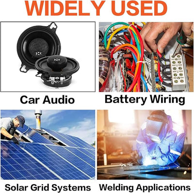 4 Gauge Wire (50ft Each - Red/Black) Copper Clad Aluminum CCA with Cable Cutter,Lugs Terminal Connectors and Heat Shrink Tube - Battery Power/Ground Cable,Car Audio Speaker,RV Trailer Amp Wiring kit