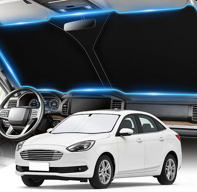SINGARO 300T Universal Car Windshield Sun Shade, Foldable Reflective for Windshield & Window Shades with Overlapping Design, Car Interior Accessories (57" L x 30" W)