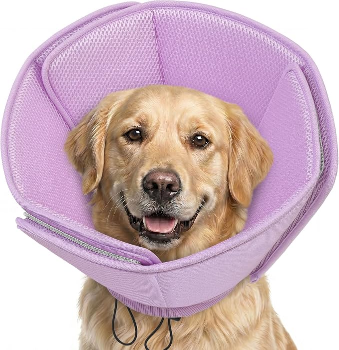 AOFITEE Soft Dog Cone Collar Anti-Licking, Dog Cone Alternative After Surgery, Elizabethan Cones for Large Dogs Post-Surgery, Neuter Recovery Pet Dogs E-Collar(Purple,X-Large)