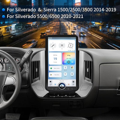 LINKSWELL 15.6" XL T-Style Screen Upgrade for Silverado & Sierra 2014-2019, Android Car Stereo with Wireless CarPlay & Android Auto, “X” Knob Control,Dual WiFi,16 Band EQ, Plug & Play