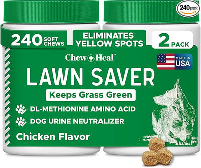 Dog Urine Neutralizer for Lawn, 240 Soft Chews - Green Grass Saver - Eliminates Burns and Yellow Spots - Female and Male Dog Pee Grass Repair with Natural Ingredients (2 Packs of 120)