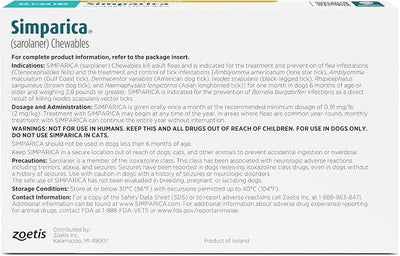 Simparica (sarolaner) Chewables for Dogs, 40 mg/tab, 22.1-44 lbs (Blue), 1 Tablet