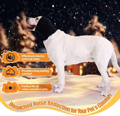 Dog Calming Band Cat and Dog Anxiety Relief Cover,Double Layer Thickened Pet Ears Elastic Neck Band Noise Cancelling Ear Muffs for Anxiety Relief/Noise Protection,Grooming,Thunder,Fireworks