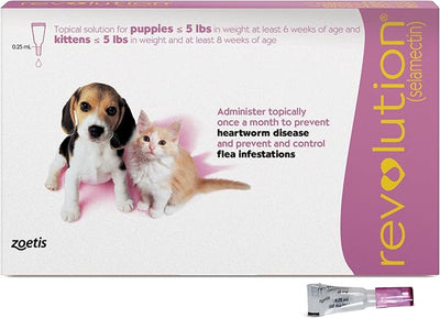 Revolution (selamectin) Topical Solution for Puppies & Kittens, Up to 5 lbs (Mauve), 1 Tube