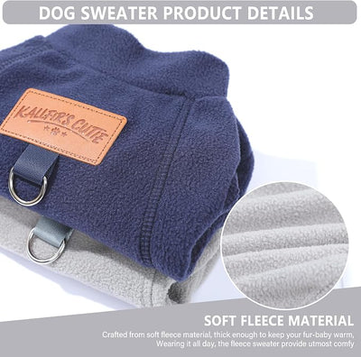 2 Pack Dog Sweaters with Leash Ring Warm Fleece Dogs Sweatshirt for Small Dogs Pet Puppy Coat Apparel Outfits Winter Dog Clothes for Chihuahua, Yorkie, Bulldog, Dachshund Cats XS, Grey