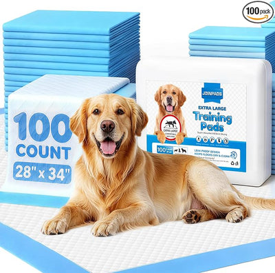 100 Count Puppy Pads Extra Large 28"x34", Super Absorbent Pee Pads for Dogs, Leak-Proof & Quick-Dry, Disposable Wee Wee Pads for Dogs