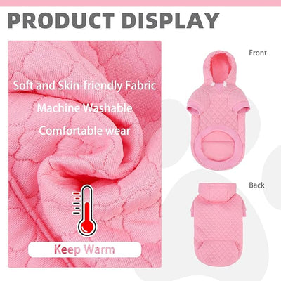KOOLTAIL Dog Hoodie for Small Medium Large Dogs, Ultra-Warm & Soft Winter Fall Fleece Dog Hooded Sweatshirt Clothes Sweater, Lightweight Pullover Coat for Boy Girl Bulldog Pitbull Puppy Cats,Pink S-M