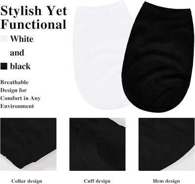 2 Pack Solid Color Dog Shirts - Lightweight, Quick Dry, Breathable Pet T-Shirts for Small to Large Dogs - Stretchy, Durable, Ideal for All Seasons and Holidays.Black White S