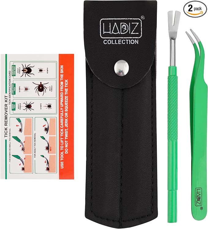Tick Removal Tweezers Set for Humans & Pets, Stainless Steel Tool