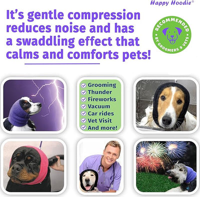 Happy Hoodie The Original Dog & Cat Calming Band - American Brand - Anxiety Relief/Noise Protection-Grooming-Thunder-Fireworks (X-Large, Purple) - Since 2008