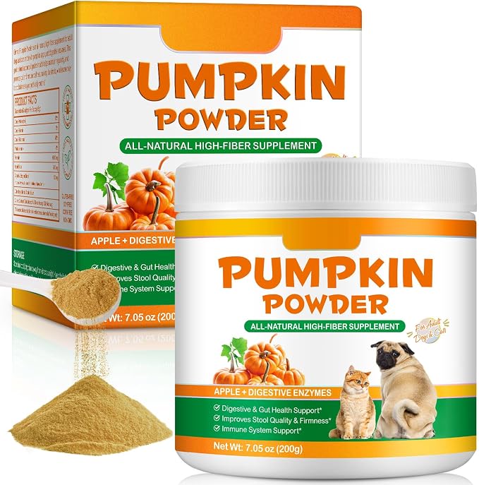 Pumpkin for Dogs & Cats,Fiber Supplement with Apple, Sweet Potato & Enzymes,Supports Digestion Health,Stool & Gut Health,Add Water to Make Pumpkin Puree for Dogs