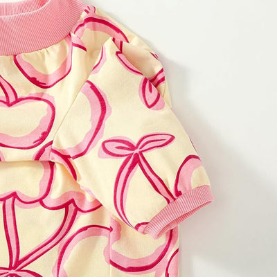 Dog Cherry T Shirts Pink Long Sleeve White Shirt Pajamas Pets Soft Cotton Apparel Clothes for Large Dogs, XL Cherry