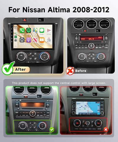 Android Car Radio for Nissan Altima 2008-2012 with Wireless CarPlay Android Auto, Orderich 6G+128G 9” Touchscreen Car Stereo Mirror Link GPS Navigation WiFi Bluetooth FM RDS EQ SWC Backup Camera