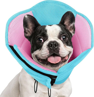 AOFITEE Dog Cone - Soft Cone for Dogs to Stop Licking After Surgery, Foldable Small Dog Cone Collar, Adjustable Cones for Dogs for Wound Healing, Elizabethan Pet E-Collar, BluePink Small