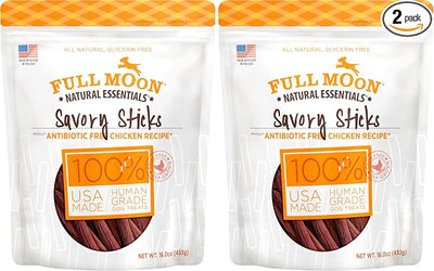 Full Moon Dog Treats, Chicken Sticks | Human Grade | All Natural | 16 Ounce | Pack of 2