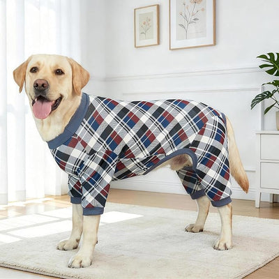 XPUDAC 4 Pack Dog Pajamas for Large Dogs Cats Plaid Doggie Clothes Puppy Onesies Christmas Pajamas Jumpsuits Pet Pjs Shirt Apparel, Plaid, 3X-Large(Chest-26 Back-19.7" Neck-17.3")