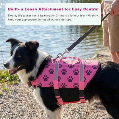 Doglay Dog Life Jacket, Dog Life Vest for Swimming Boating, Adjustable Puppy Life Jacket with Reflective Stripes, Superior Buoyancy Pet Swimming Vest for Small Medium and Large Dogs