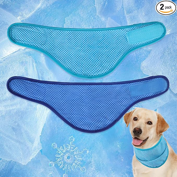 EXPAWLORER Dog Cooling Bandana - 2 Pack Instant Cooling Dog Bandanas, Chill Out Pet Cool Scarf Summer Essentials Ice Neck Cooler Wrap, Prevent Sunstroke for Small Medium Large Dogs, Blue Navy M